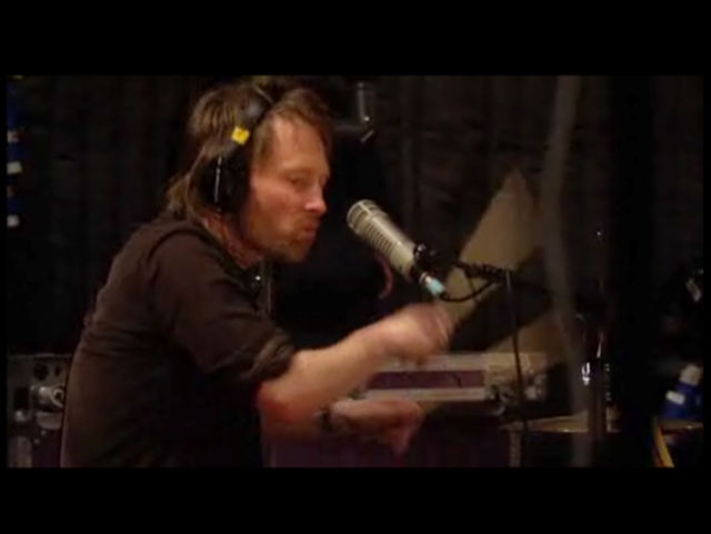 Thom Yorke in Nigel Godrich's very large basement